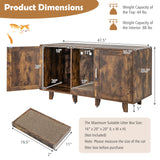2-Door Cat Litter Box Enclosure with Winding Entry and Scratching Board