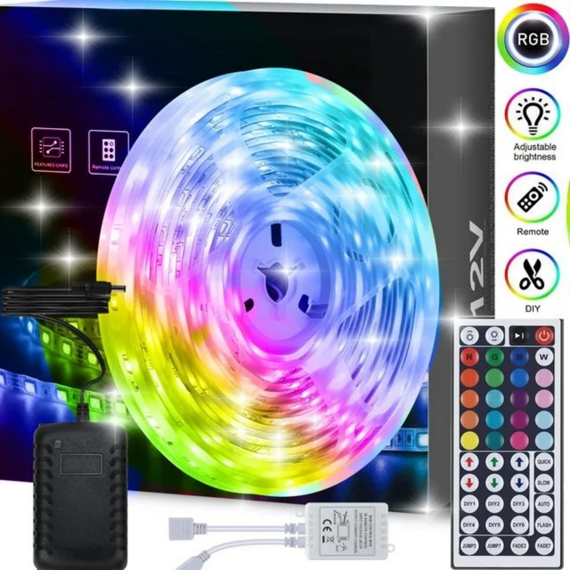 Led Light Strip,16.4ft 5050 LED Strip Lights with 44Keys Remote Bright and Multicolor RGB LED Lights