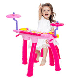 Pink 24-Key Piano Keyboard DJ Drum Combination with Microphone and MP3