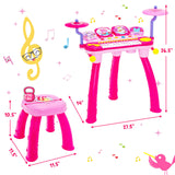 Pink 24-Key Piano Keyboard DJ Drum Combination with Microphone and MP3