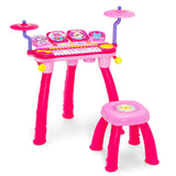 Pink 24-Key Piano Keyboard DJ Drum Combination with Microphone and MP3