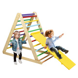 Foldable Wooden Triangle Climber with Reversible Ramp for Kids