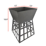SKONYON Outdoor Fire Pit Wood Burning Portable and Detachable Design Square Multifunction 2 in 1 Charcoal Burner Fire Pit BBQ Grill