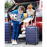 SKONYON Lightweight Spinner Blue 3 Piece Luggage Set with TSA Lock