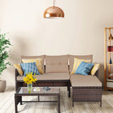 3PCS Patio Wicker Rattan Sofa Set Outdoor Sectional Conversation Set Garden Lawn
