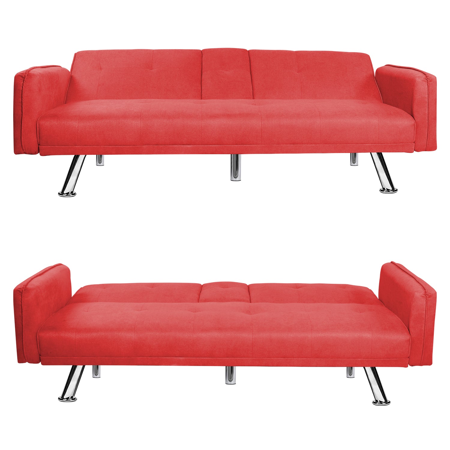 Modern simple sofa, living room sofa, cushioned, multifunctional, solid wood frame (red)