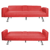Modern simple sofa, living room sofa, cushioned, multifunctional, solid wood frame (red)