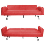 Modern simple sofa, living room sofa, cushioned, multifunctional, solid wood frame (red)