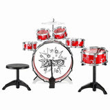 Kids Drum Set , SKONYON 11-Piece Kids Starter Drum Set w/ Bass Drum, Tom Drums, Snare, Cymbal, Stool, Drumsticks - Red
