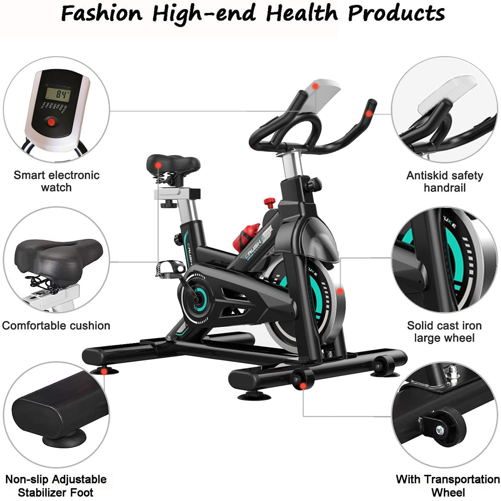 Adjustable Exercise Bike, Stationary Bicycle Aerobic Exercise With LCD Display and Water Bottle Cage