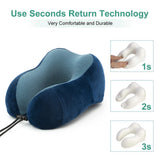 SKONYON Travel Neck Pillow U-Shape Soft Slow Rebound Cervical Healthcare Car Pillow, Navy Blue