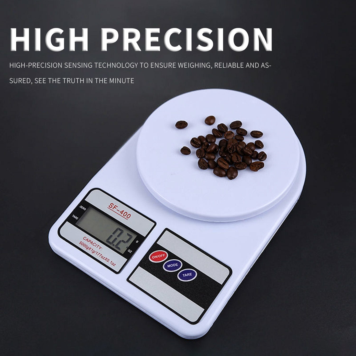 SUGIFT 10 KG/1 g LCD Digital Food Scale Kitchen Scale White