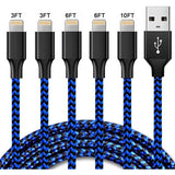 SUGIFT 5 Pack Lightning Cable Compatible iPhone 13/13Pro/12Pro Max/12Pro/12/11Pro Max/11Pro/11/XS and More-Blue