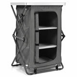 25 in. x 18 in. x 35 in. Gray Folding Pop-Up Cupboard Compact Camping Storage Cabinet with Bag