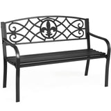 50 in. 2-Person Black Metal Outdoor Patio Bench