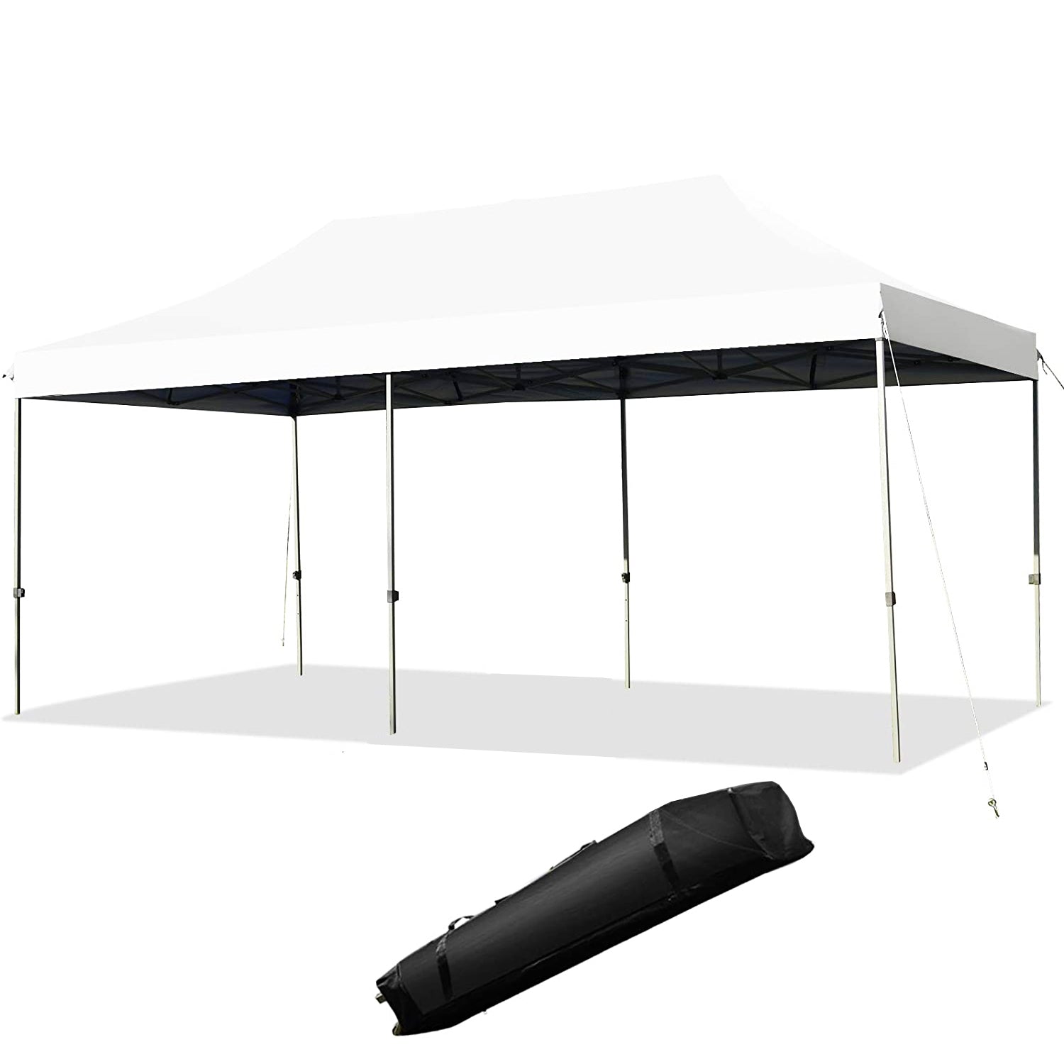 Heavy Duty 10 ft. x 20 ft. White Pop Up Canopy Tent with Carrying Bag