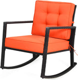 Metal Outdoor Rocking Chair with Orange Cushion