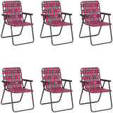 Red Steel Folding Patio Outdoor Chair (6-Pack)