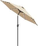 10 ft. Steel Market Tilt Patio Umbrella with Crank and Solar LED in Tan