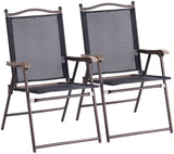 Mix and Match Folding Steel Outdoor Dining Chair in Black (2-Pack)