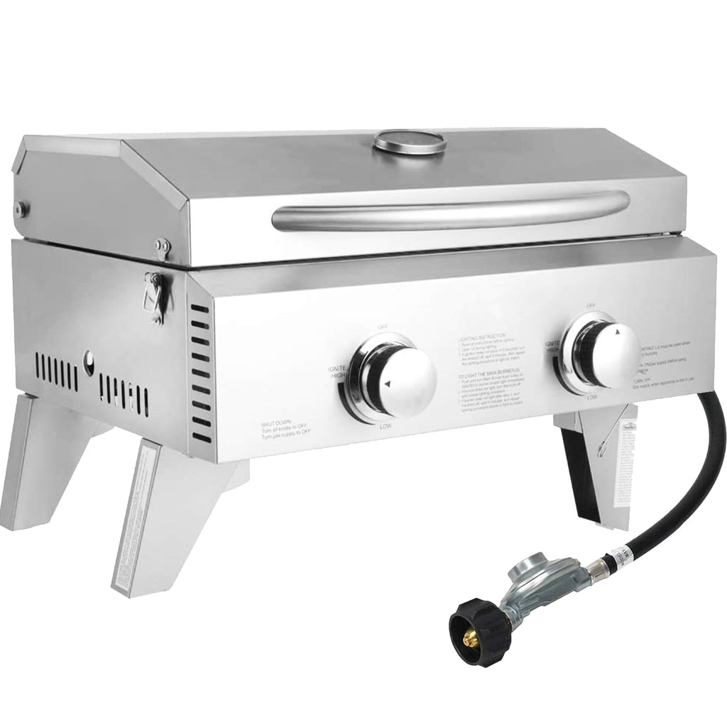 2Burner Portable Tabletop Propane Gas Grill in Stainless Steel Skonyon