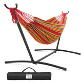 10 ft. Fabric Cotton Hammock Bed with Space Saving Steel Stand, Tropical (450 lbs. Capacity- Premium Carry Bag Included)