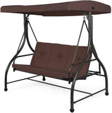 3-Person Steel Outdoor Patio Swing with Canopy