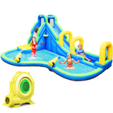 Deluxe Multi-Colored Inflatable Water Park with Slides, Water Blaster and Climbing Wall - Blower and Carry Case Included