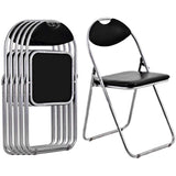 Silver Folding Steel Outdoor Dining Chair with Padded Seats in Black (Set of 6)