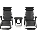 Steel Outdoor Chaise Lounge Chair with Side table and Pillow