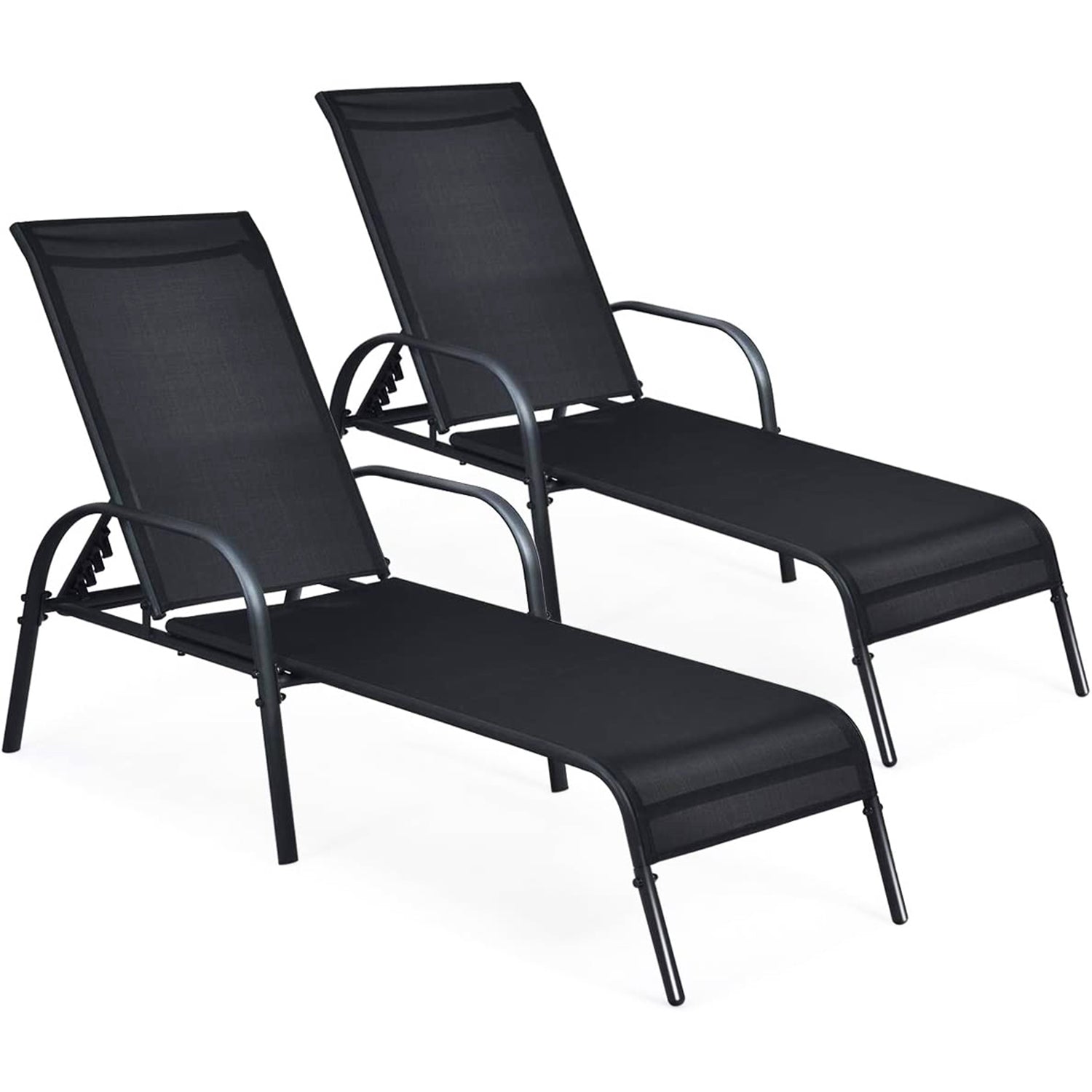 Black Steel Outdoor Chaise Lounge (2-Pack)