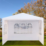 10 ft. x 10 ft. White Canopy Tent Heavy-Duty Wedding Party Tent Canopy with 3 Removable Side Walls