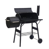 Charcoal Grill with Offset Smoker and Side Table in Black Plus a Cover