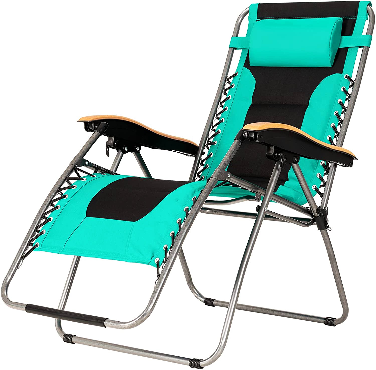 Oversize Folding Adjustable Steel Outdoor Lounge Chair in Turquoise