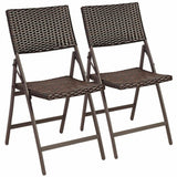 Brown Folding Metal Outdoor Dining Chair (Set of 2)
