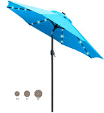 10 ft. Steel Market Tilt Patio Umbrella with Crank and Solar LED in Turquoise