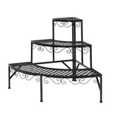 24 in. Tall Indoor/Outdoor Black Metal Plant Stand (3-Tiered)