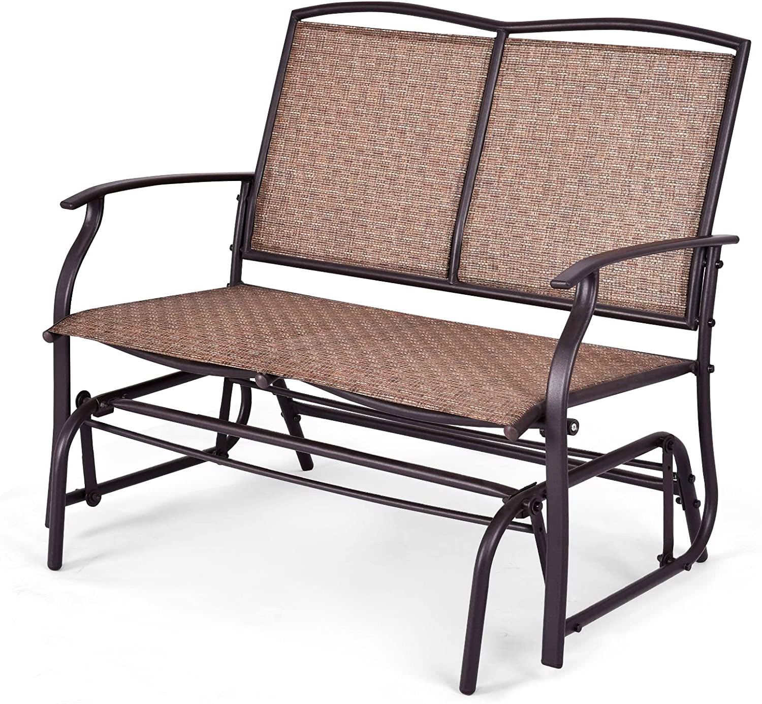 2-Person Brown Metal Outdoor Bench