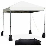 8 ft. x 8 ft. White Pop-Up Canopy Tent with Roller Bag and Sand Bags