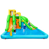 Deluxe Multi-Colored Inflatable Water Park with Slides, Water Blaster and Climbing Wall - Blower and Carry Case Included