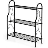 33 in. Tall Outdoor Black Metal Plant Stand (3-Tiered)