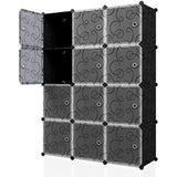 57 in. H x 42 in. W x 14.5 in. D Black Polypropylene Portable Closet with 12 Cubes