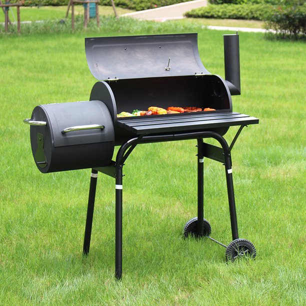 Outdoor BBQ Grill Charcoal Barbecue Pit Patio Backyard Meat Cooker Smoker  in Black