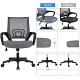 SKONYON Adjustable Mid Back Mesh Swivel Office Chair with Armrests, Dark Gray