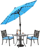 10 ft. Steel Market Tilt Patio Umbrella with Crank and Solar LED in Turquoise