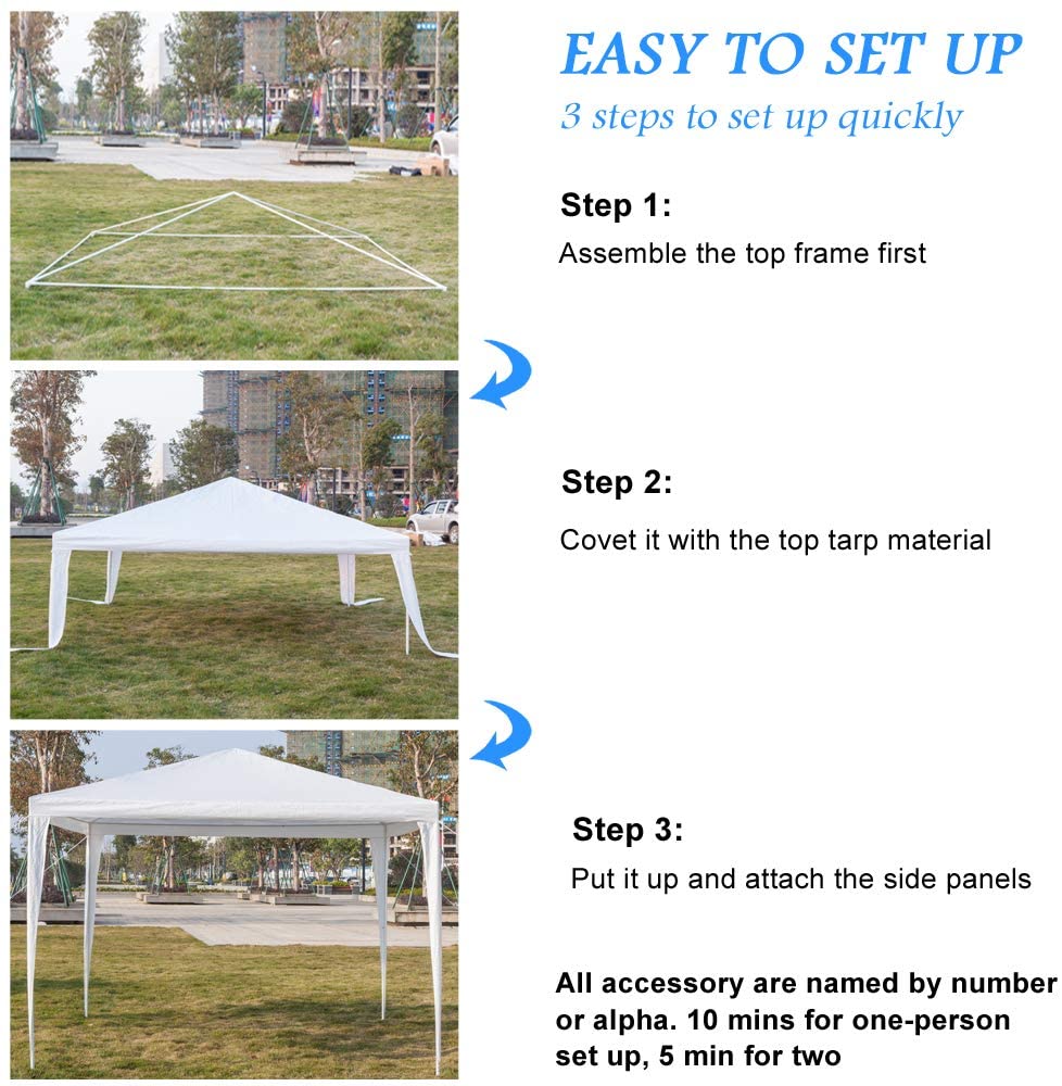 10 ft. x 10 ft. White Canopy Tent Heavy-Duty Wedding Party Tent Canopy