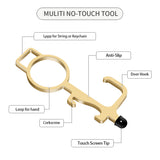 Antimicrobial Keychain Tool with Bottle Opener Brass Hygiene Door Opener (2 Pack)