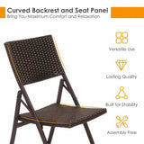 Brown Folding Metal Outdoor Dining Chair (Set of 2)