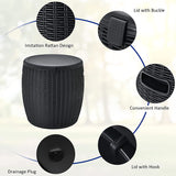 9.5 Gal. 4-in-1 Resin Wicker Outdoor Side Table with Storage