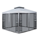 10 ft. x 10 ft. Gray Steel 2-Tier Outdoor Patio Gazebo with Roof and Netting